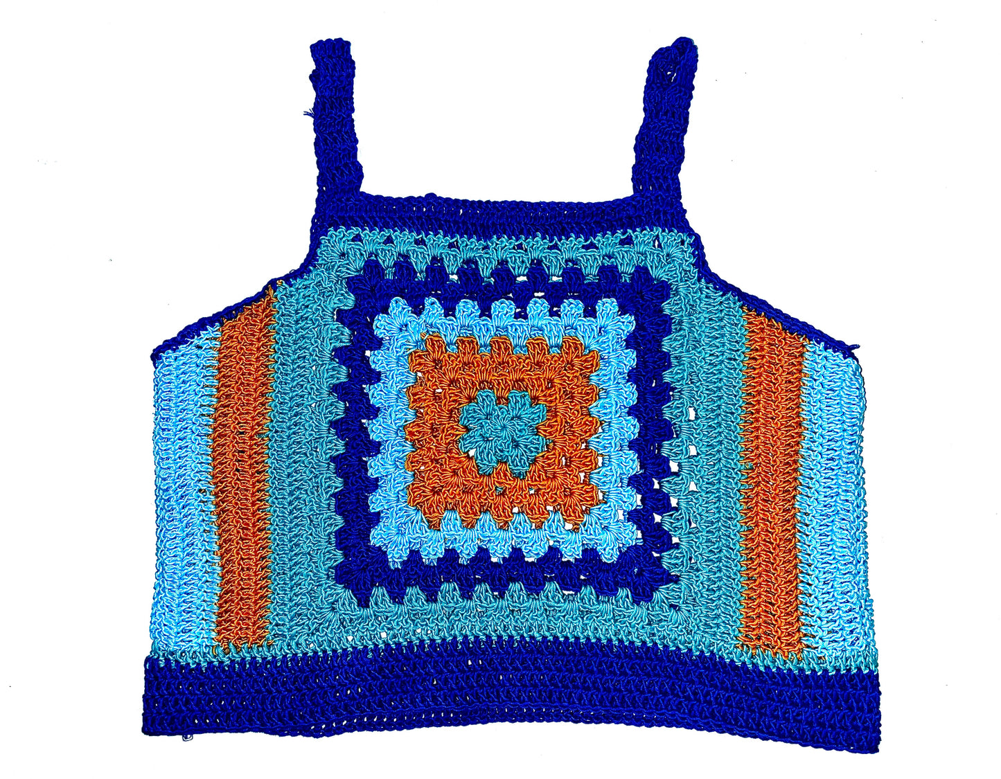 Crochet top yellow and blue