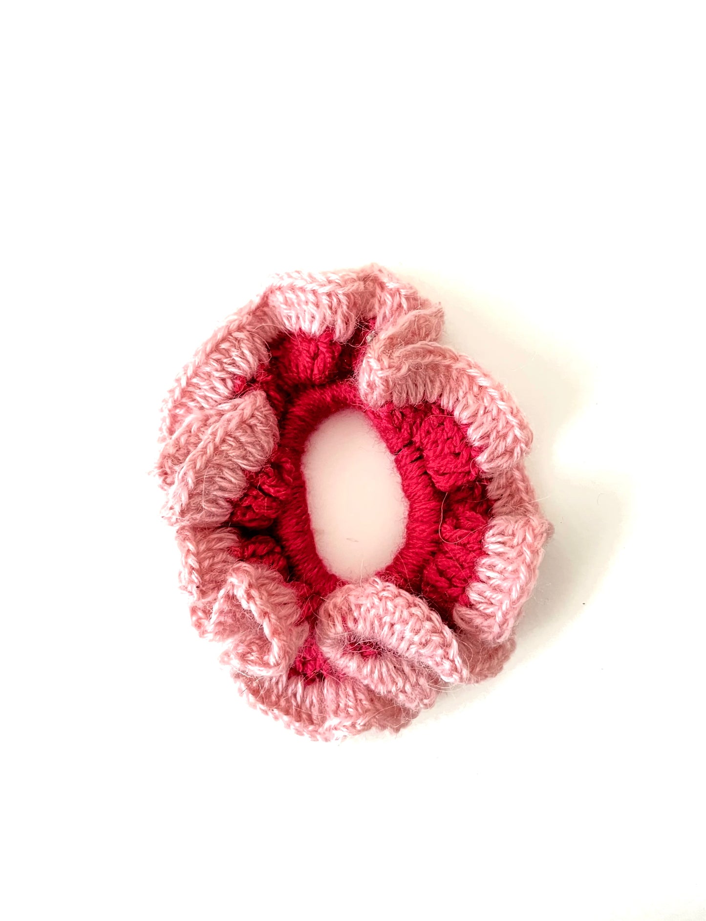 Crochet pink scrunchie