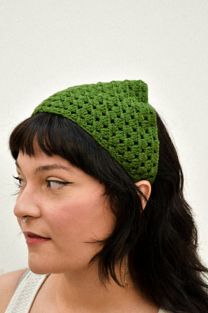 DARK GREEN CROCHET BANDANA