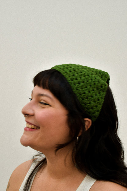 DARK GREEN CROCHET BANDANA