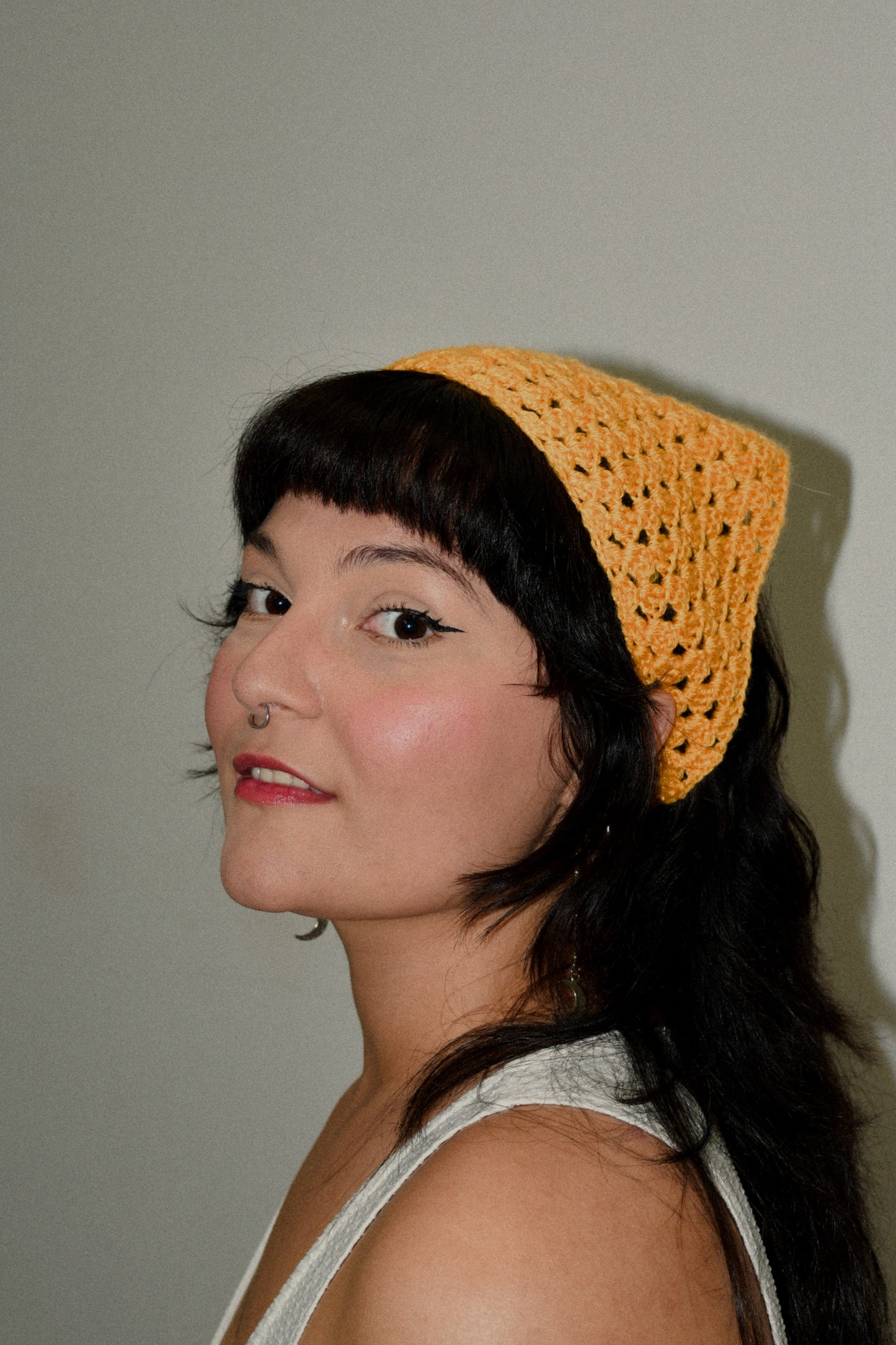 YELLOW CROCHET BANDANA