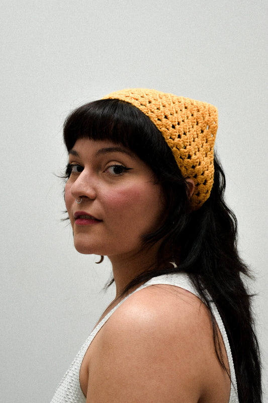 YELLOW CROCHET BANDANA