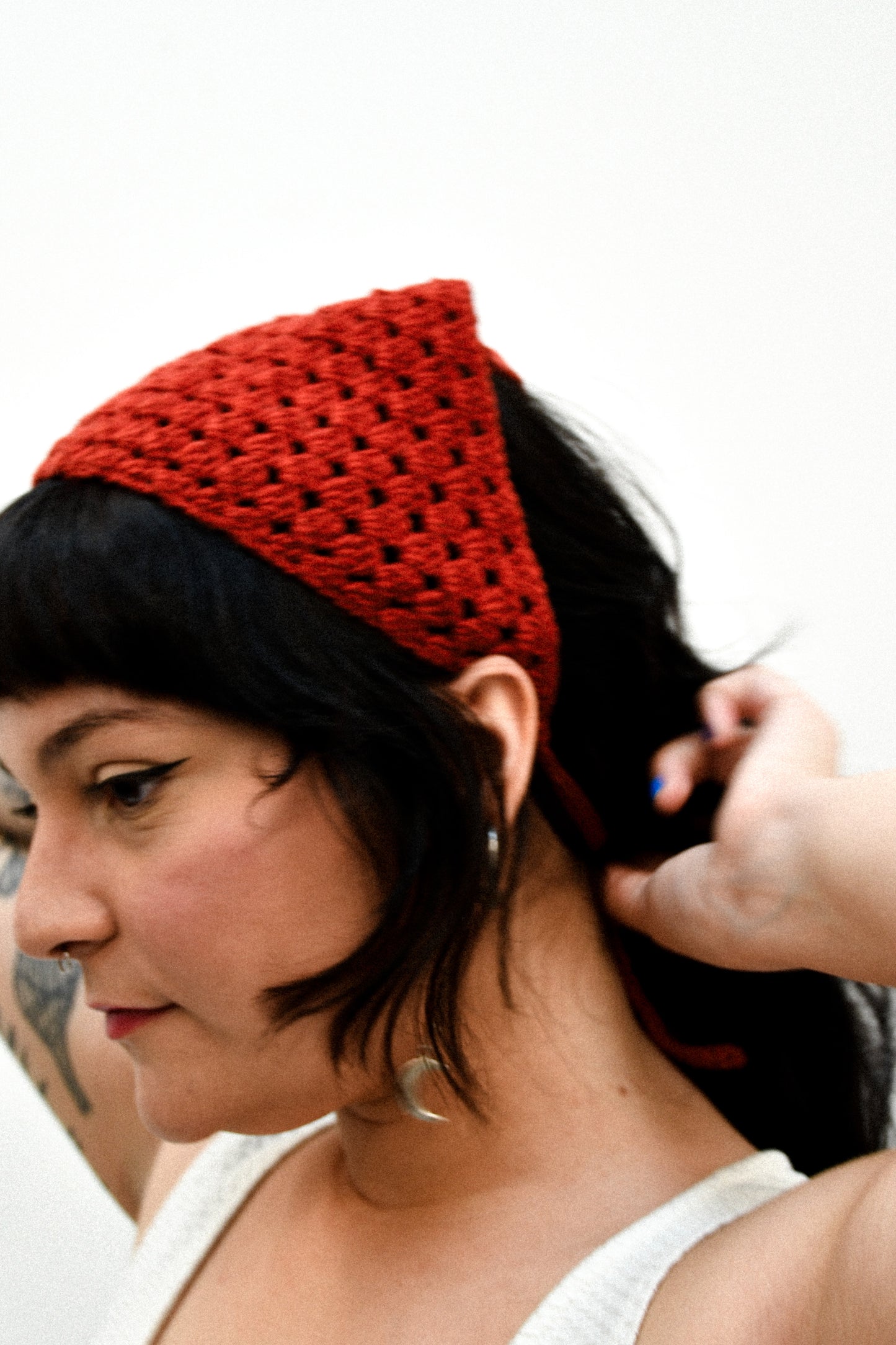 DARK RED CROCHET BANDANA