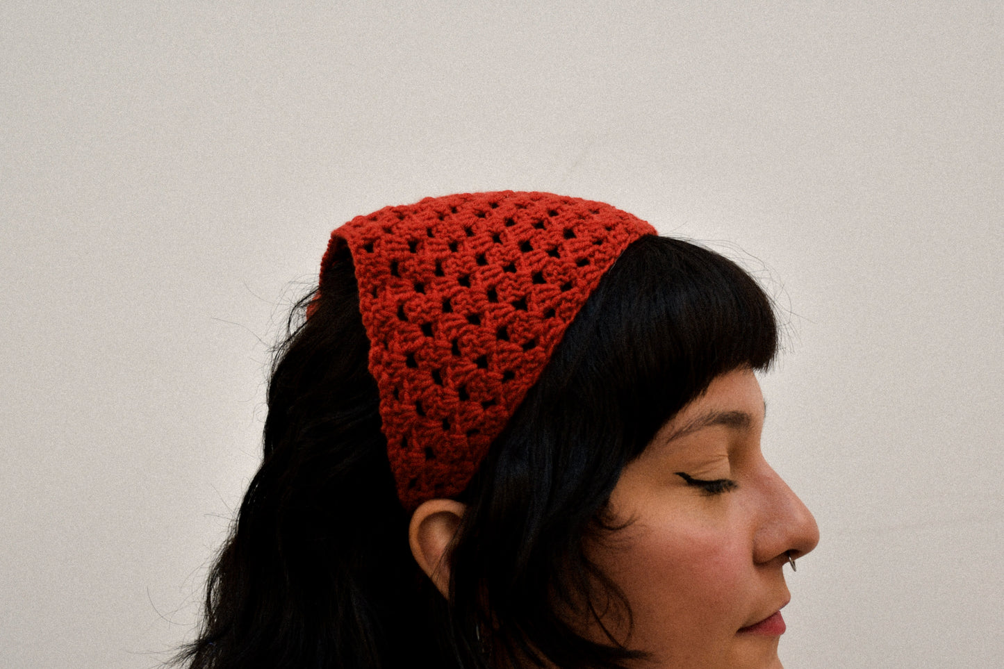 DARK RED CROCHET BANDANA