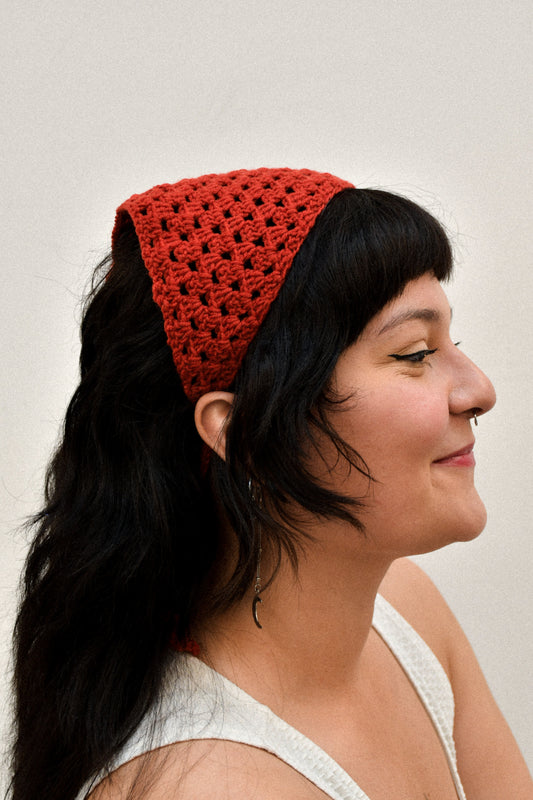 DARK RED CROCHET BANDANA