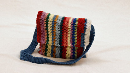 COLORFUL STRIPED CROCHET SHOULDER BAG