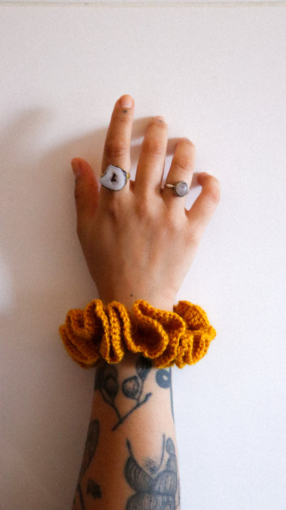 YELLOW CROCHET SCRUNCHIE