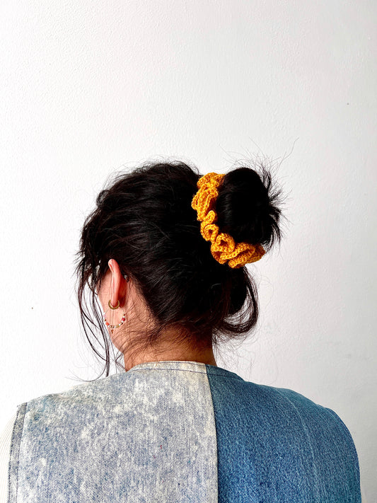 Crochet yellow scrunchie